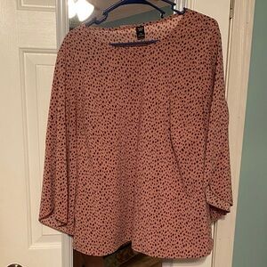 SHEIN Pink and Black Spotted Blouse